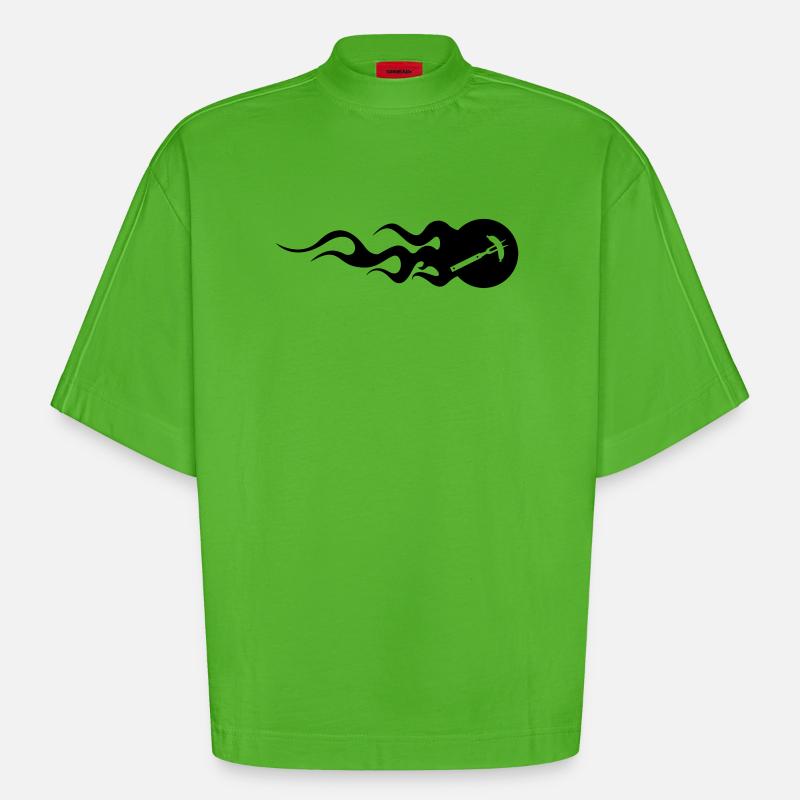 BBQ - Grillen - Heavyweight Oversized Organic Boxy T-Shirt Made in EU - Apple Neon