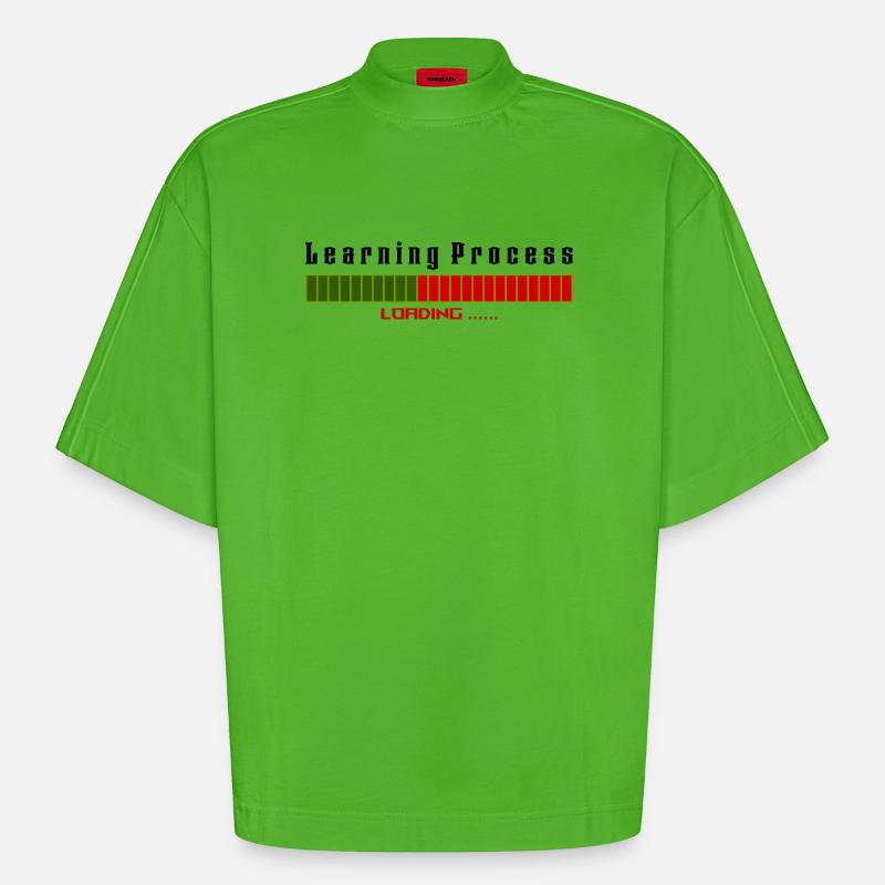 Learning Process Loading white shirt - Heavyweight Oversized Organic Boxy T-Shirt Made in EU - Apple Neon