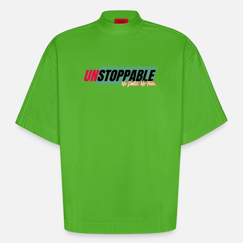 Unstoppable without limits - Heavyweight Oversized Organic Boxy T-Shirt Made in EU - Apple Neon