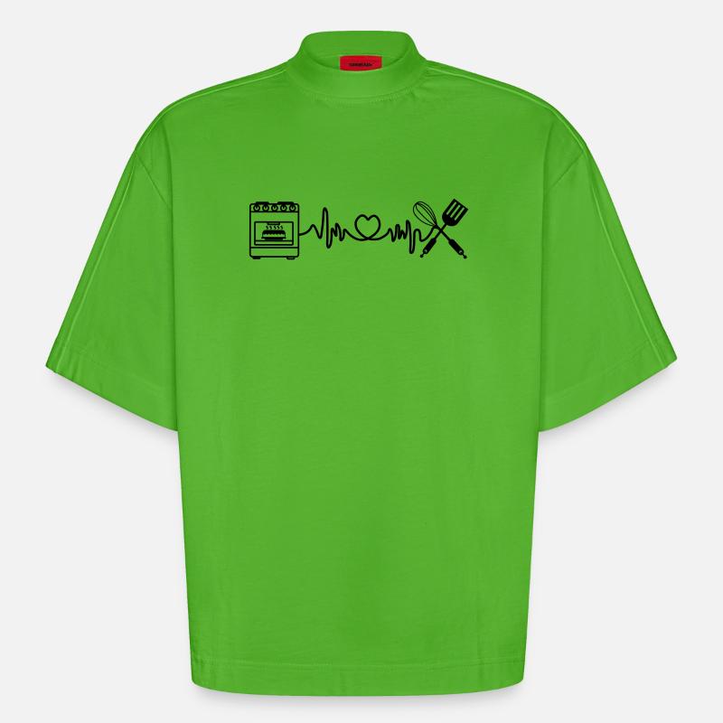 Cardio Herzfrequenz Küchenofen - Heavyweight Oversized Organic Boxy T-Shirt Made in EU - Apple Neon