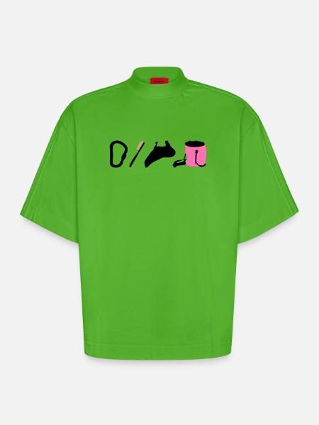 Kletterlogo Boulderemblem Kletterschuhe Bürste - Heavyweight Oversized Organic Boxy T-Shirt Made in EU - Apple Neon