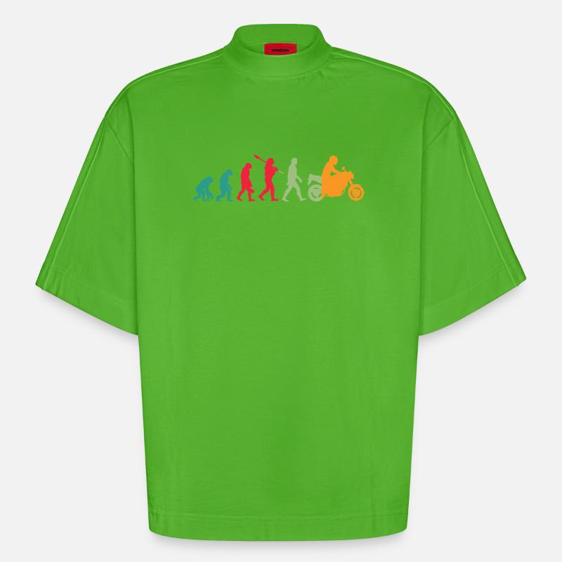 Evolution! Motorrad Geschenk Idee Bikes - Heavyweight Oversized Organic Boxy T-Shirt Made in EU - Apple Neon
