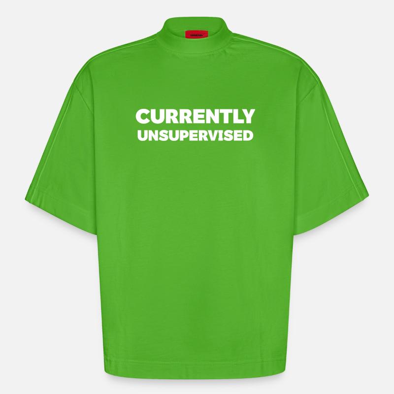 Currently Unsupervised Humour Tee - Heavyweight Oversized Organic Boxy T-Shirt Made in EU - Apple Neon
