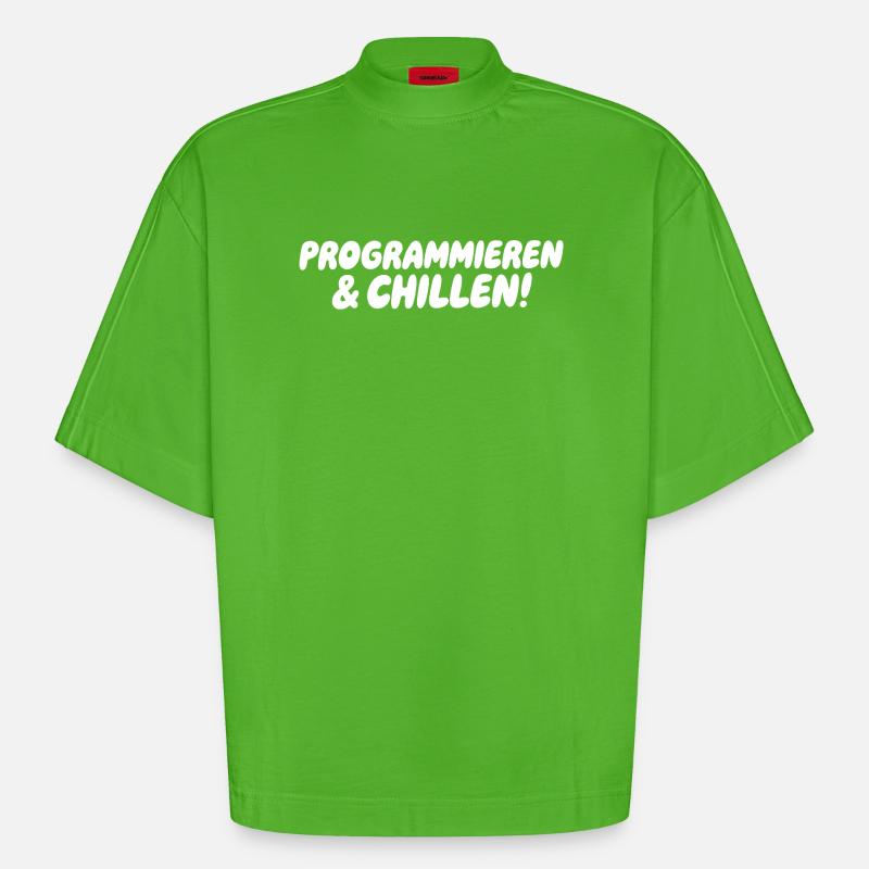 Programmieren & Chill – Große Blockschrift - Heavyweight Oversized Organic Boxy T-Shirt Made in EU - Apple Neon