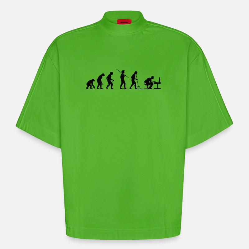 Programmer Evolution Computer Scientist Developer - Heavyweight Oversized Organic Boxy T-Shirt Made in EU - Apple Neon