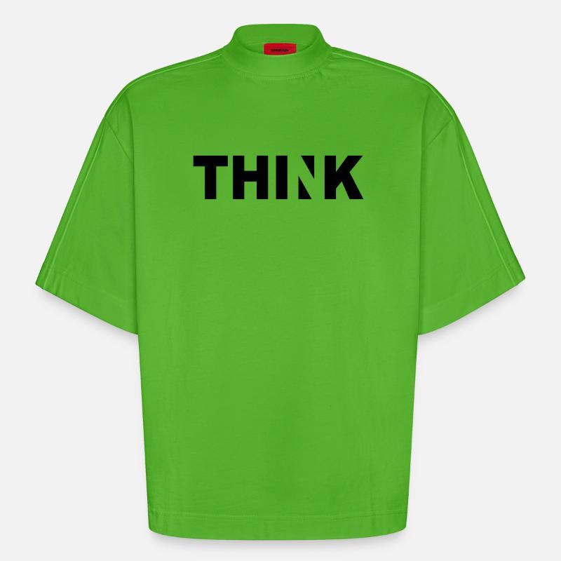 THINK - T-shirt bio épais oversize Boxy fabriqué en UE - Apple Neon