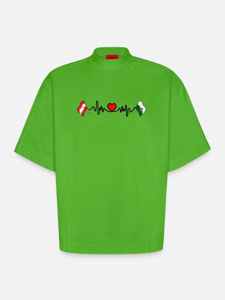 Steiermark-Flaggen mit Herzschlag - Heavyweight Oversized Organic Boxy T-Shirt Made in EU - Apple Neon