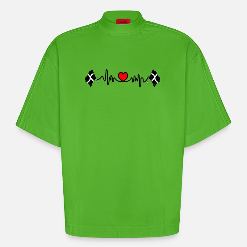 Herzfrequenz von Cornwall - Heavyweight Oversized Organic Boxy T-Shirt Made in EU - Apple Neon