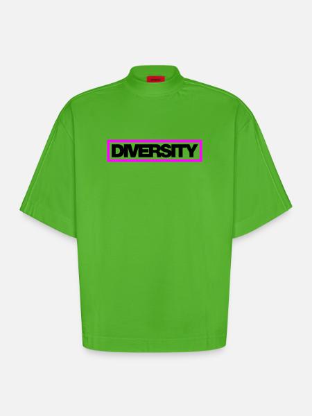 Diversité typographique Contour 2C - T-shirt bio épais oversize Boxy fabriqué en UE - Apple Neon