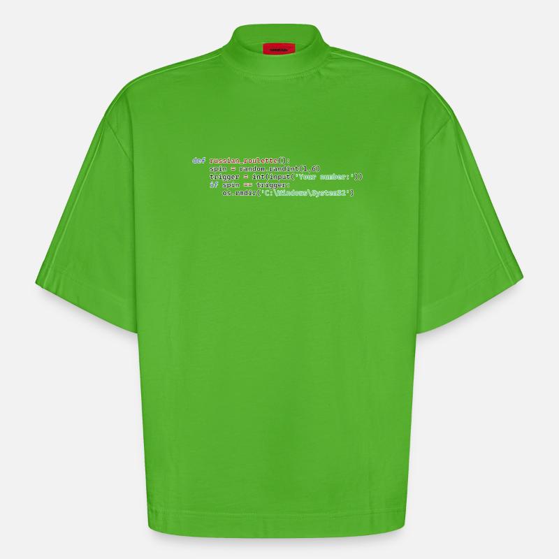 Python Russisches Roulette - Heavyweight Oversized Organic Boxy T-Shirt Made in EU - Apple Neon