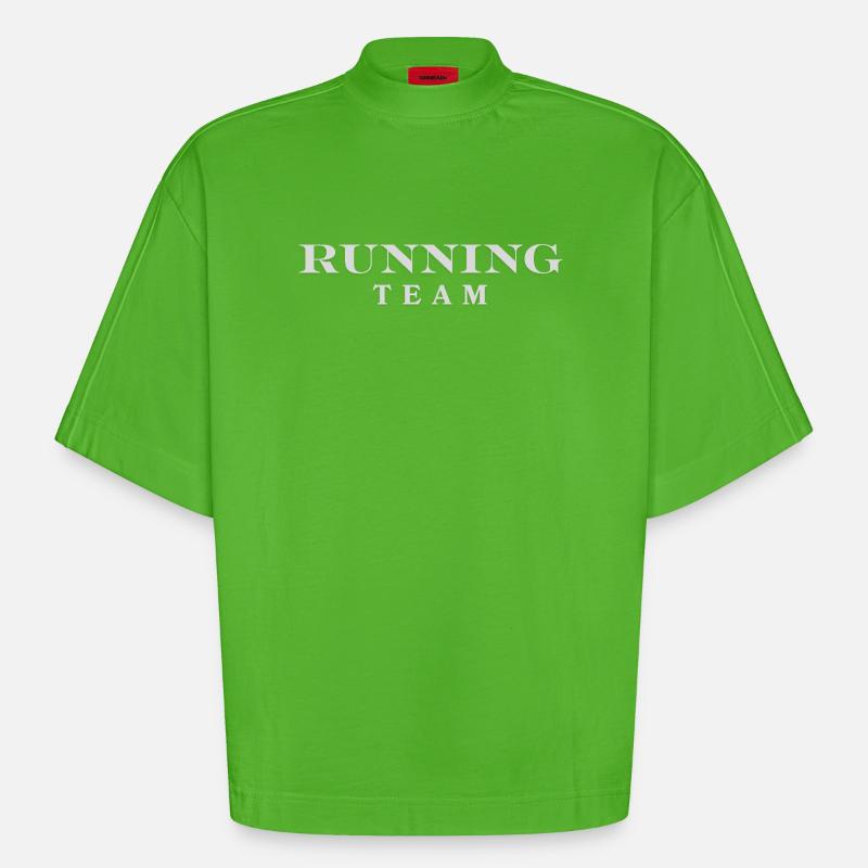 Équipe de course - T-shirt bio épais oversize Boxy fabriqué en UE - Apple Neon