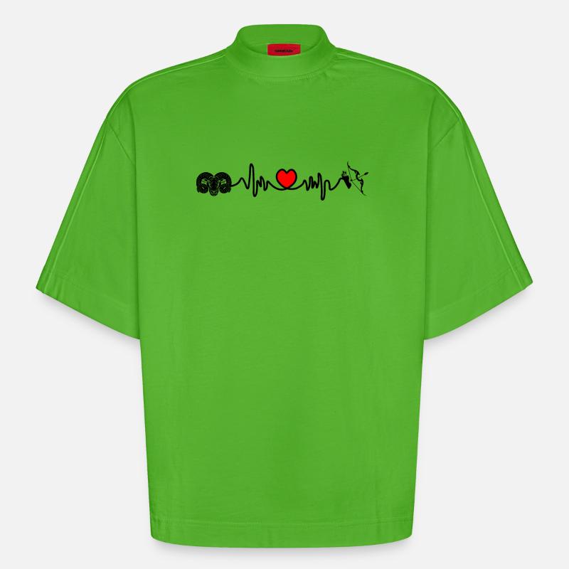 Herzfrequenz Cardio Widder Schütze - Heavyweight Oversized Organic Boxy T-Shirt Made in EU - Apple Neon