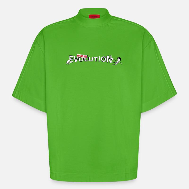 Fussball Evolution | Evolution Design - Heavyweight Oversized Organic Boxy T-Shirt Made in EU - Apple Neon