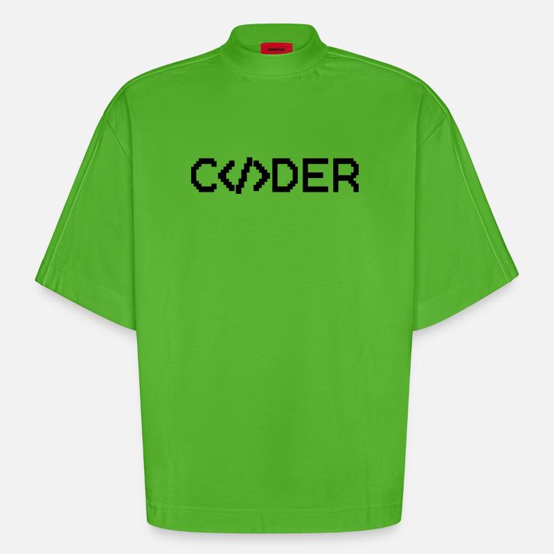Codeur - T-shirt bio épais oversize Boxy fabriqué en UE - Apple Neon
