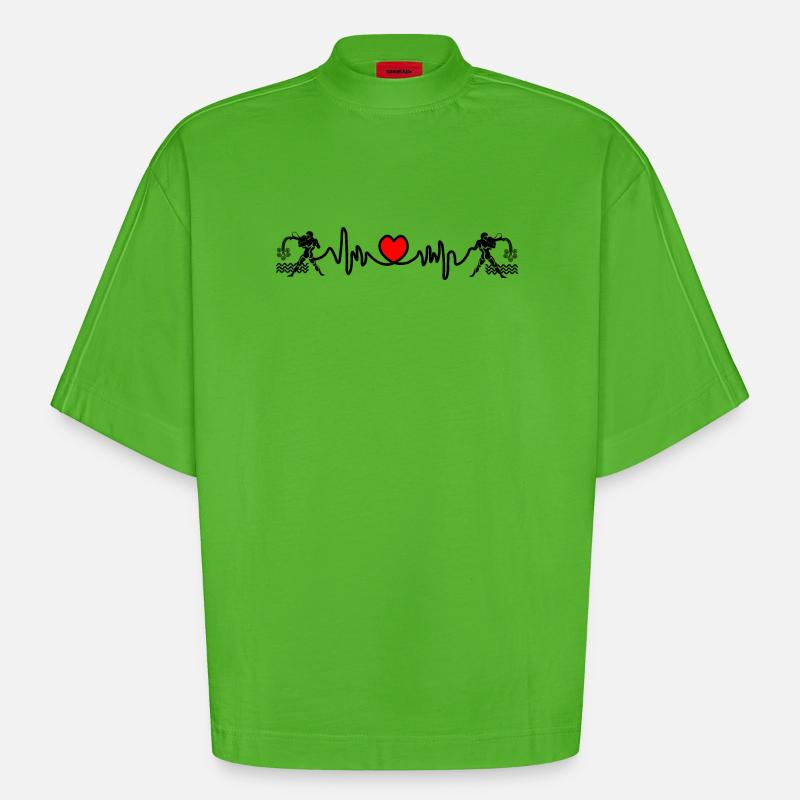 Herzfrequenz Cardio Wassermann Wassermann - Heavyweight Oversized Organic Boxy T-Shirt Made in EU - Apple Neon