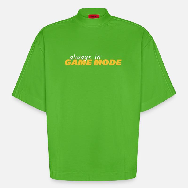 ALWAYS IN GAME MODE - Heavyweight Oversized Organic Boxy T-Shirt Made in EU - Apple Neon