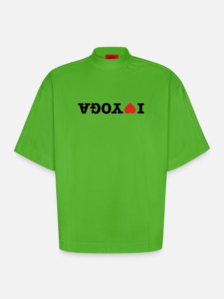 I love yoga - Heavyweight Oversized Organic Boxy T-Shirt Made in EU - Apple Neon