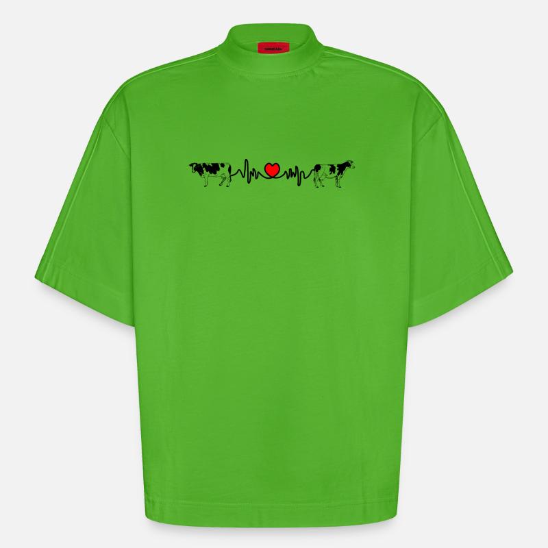 Cardio-Herzfrequenz-Kühe - Heavyweight Oversized Organic Boxy T-Shirt Made in EU - Apple Neon