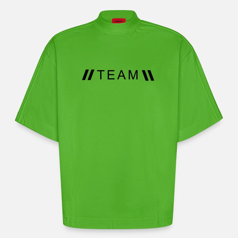 Style équipe - T-shirt bio épais oversize Boxy fabriqué en UE - Apple Neon