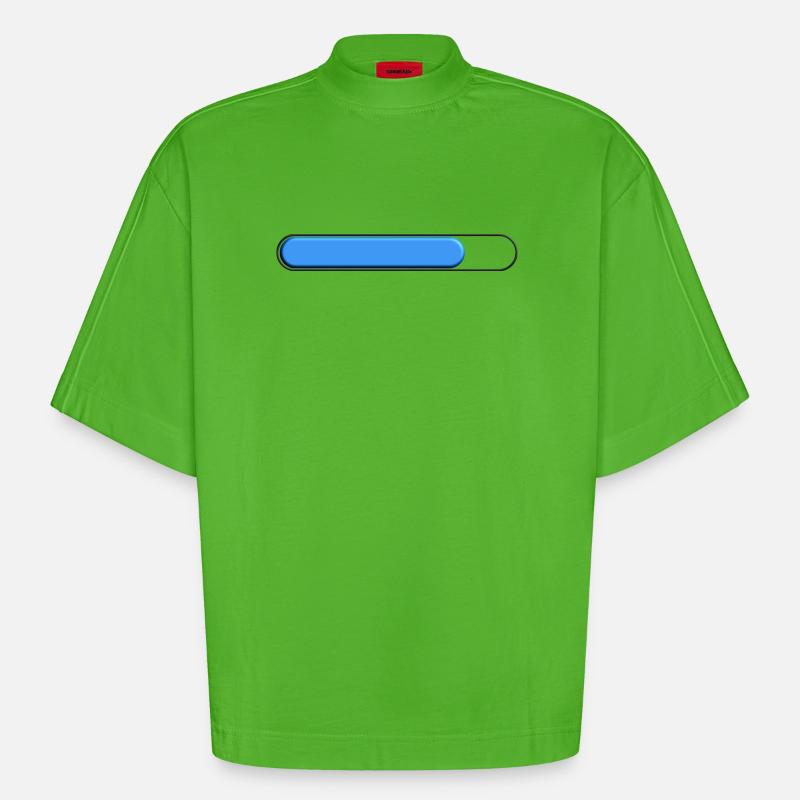 Jauge moyenne Bleu (trois quart) - T-shirt bio épais oversize Boxy fabriqué en UE - Apple Neon