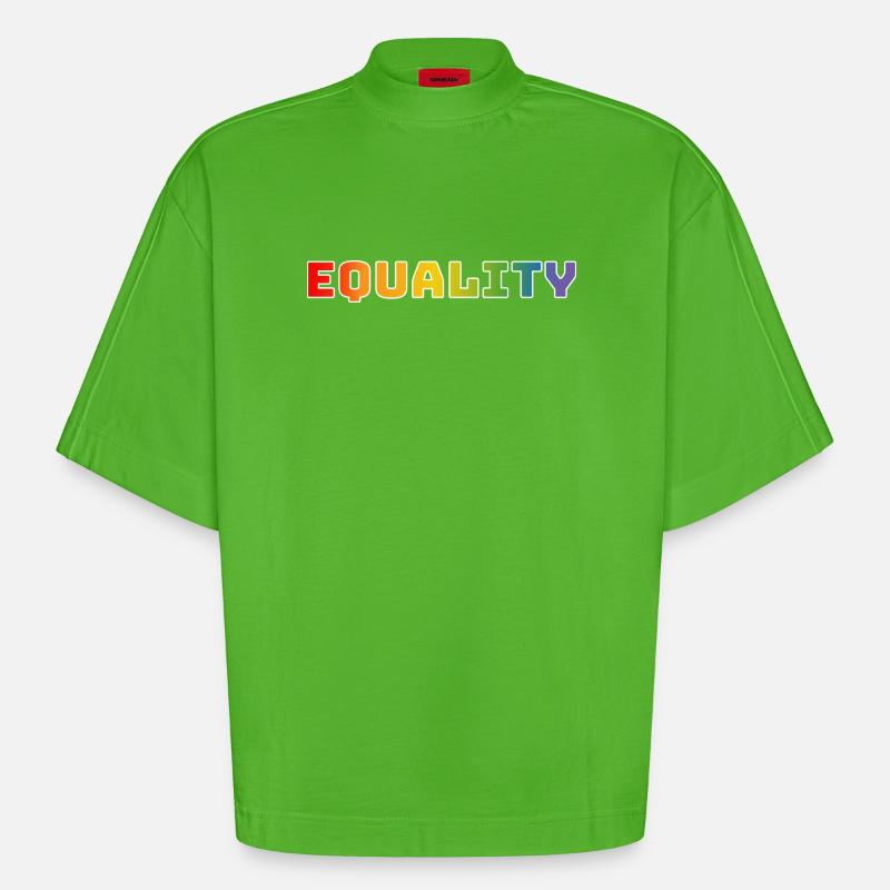 Rainbow equality 1 white - Heavyweight Oversized Organic Boxy T-Shirt Made in EU - Apple Neon