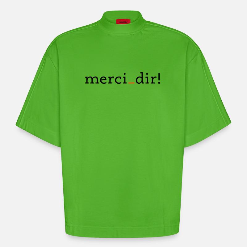merci dir - 2 Farben - Heavyweight Oversized Organic Boxy T-Shirt Made in EU - Apple Neon