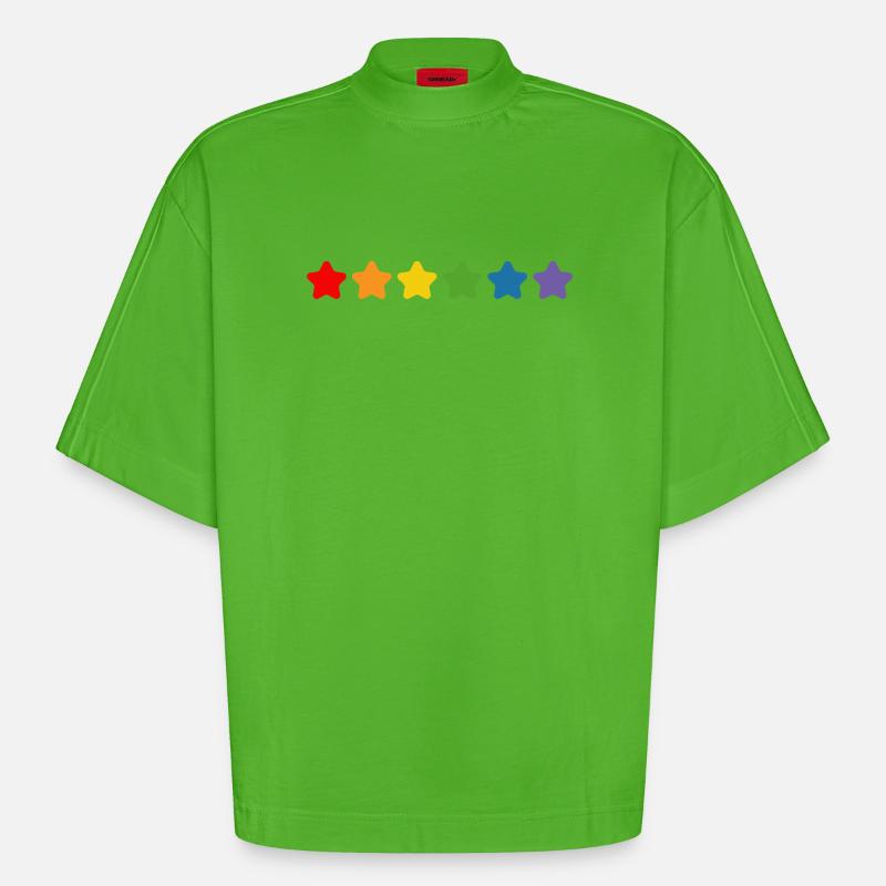 Regenbogen Sternchen LGBT lgbtqi queer - Heavyweight Oversized Organic Boxy T-Shirt Made in EU - Apple Neon