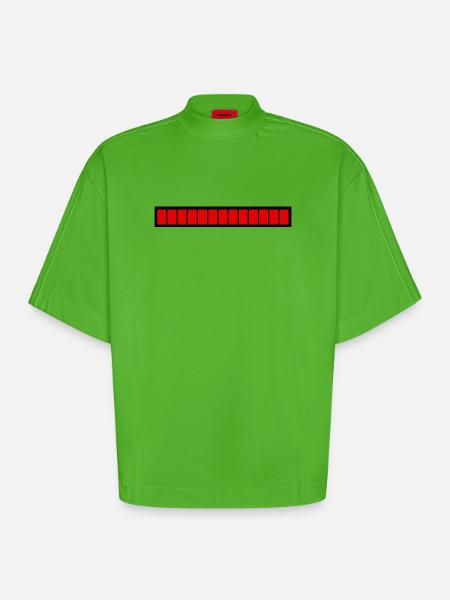Rectangle loading bar Black Red (100%) - Heavyweight Oversized Organic Boxy T-Shirt Made in EU - Apple Neon
