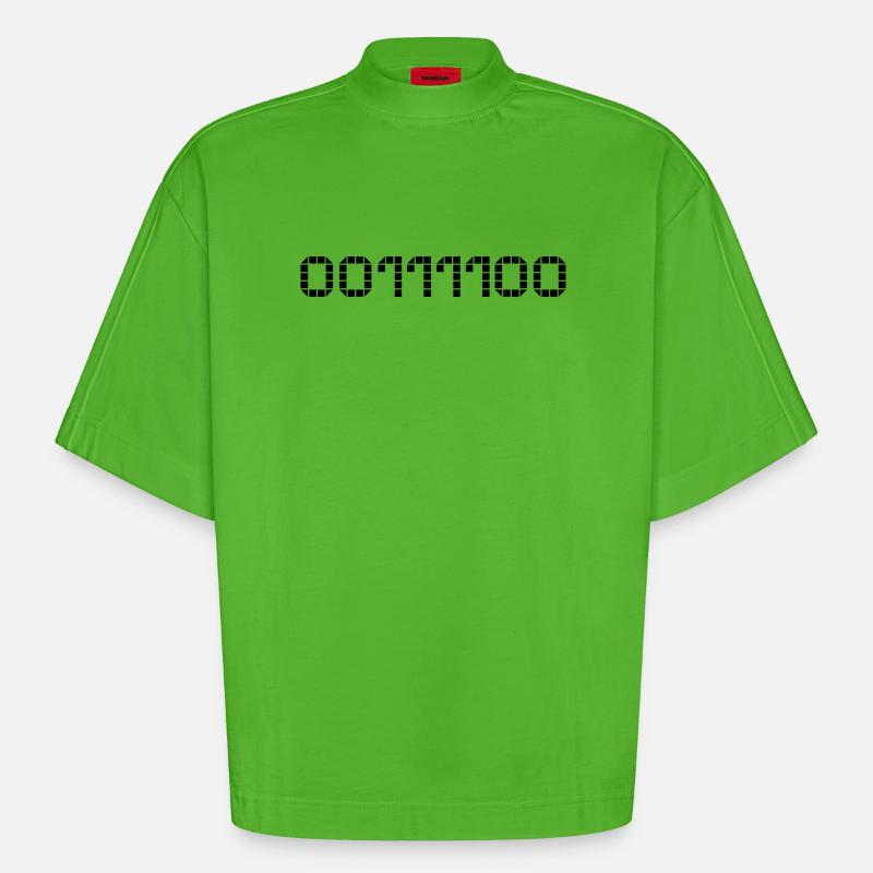 Binary notation - 60 - Heavyweight Oversized Organic Boxy T-Shirt Made in EU - Apple Neon