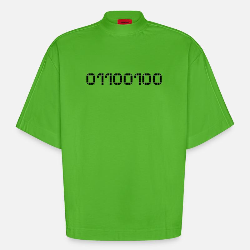 Binary notation - 100 - Heavyweight Oversized Organic Boxy T-Shirt Made in EU - Apple Neon