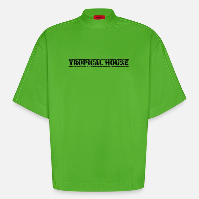 Maison tropicale - T-shirt bio épais oversize Boxy fabriqué en UE - Apple Neon