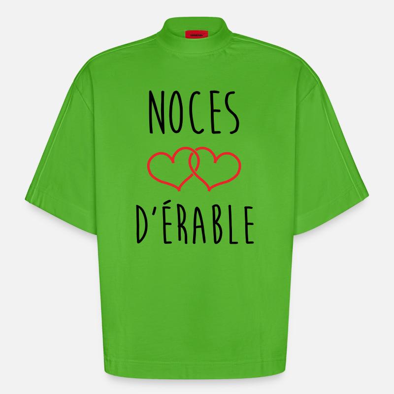 Noces d'Érable 58 ans de mariage - T-shirt bio épais oversize Boxy fabriqué en UE - Apple Neon