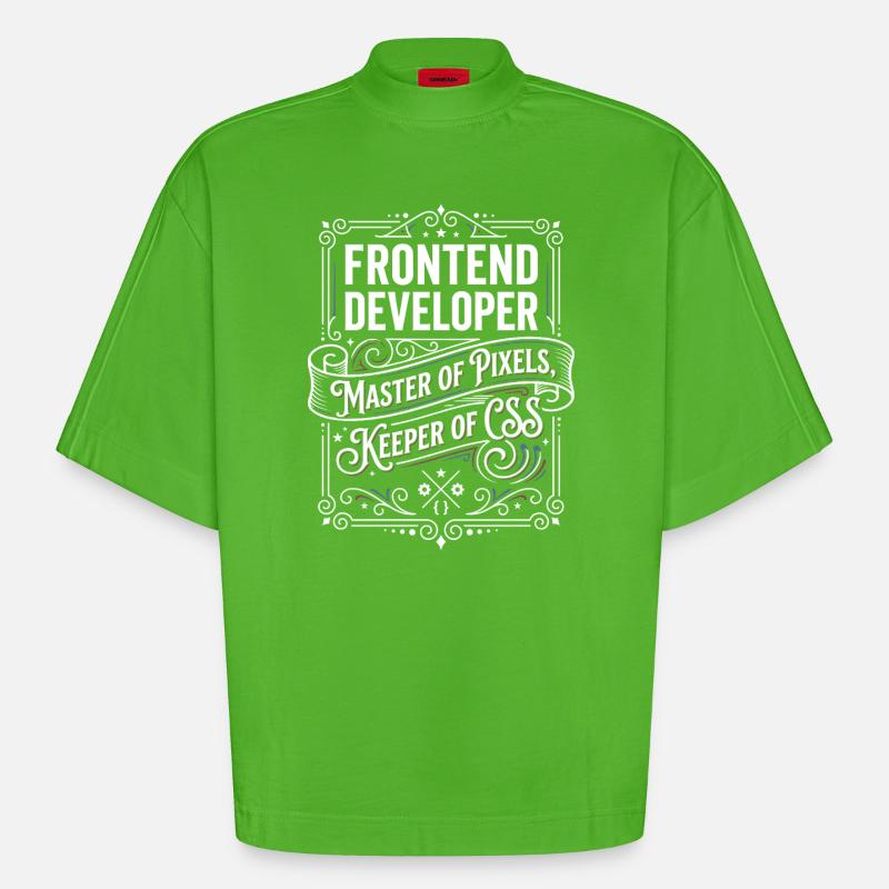 Frontend Developer Pixelmeister CSS - Heavyweight Oversized Organic Boxy T-Shirt Made in EU - Apple Neon