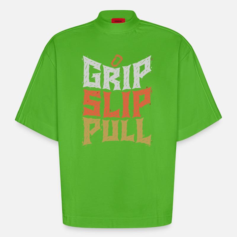 Grip Slip Pull Graphic Tee - Heavyweight Oversized Organic Boxy T-Shirt Made in EU - Apple Neon
