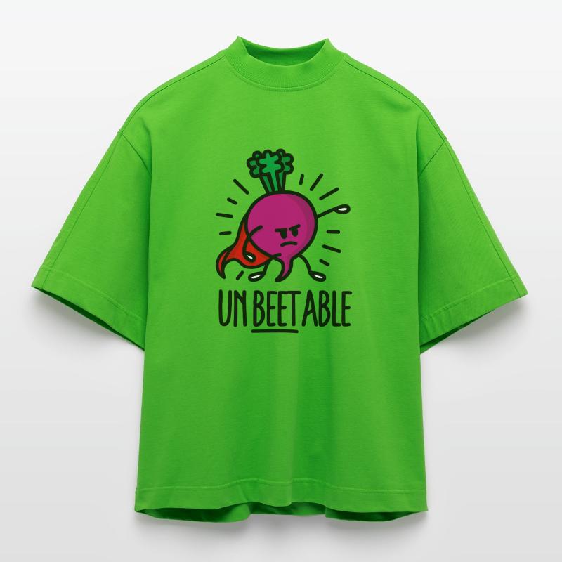 Unbeetable / unbeatable beetroot beet light Heavyweight Oversized Organic Boxy T-Shirt Made in EU