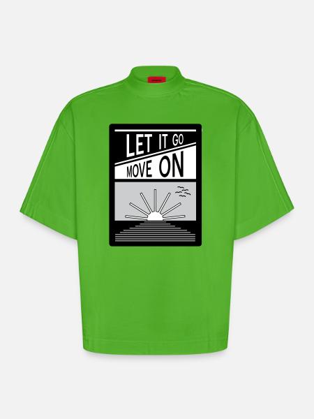 Loslassen. Mach weiter. - Heavyweight Oversized Organic Boxy T-Shirt Made in EU - Apple Neon