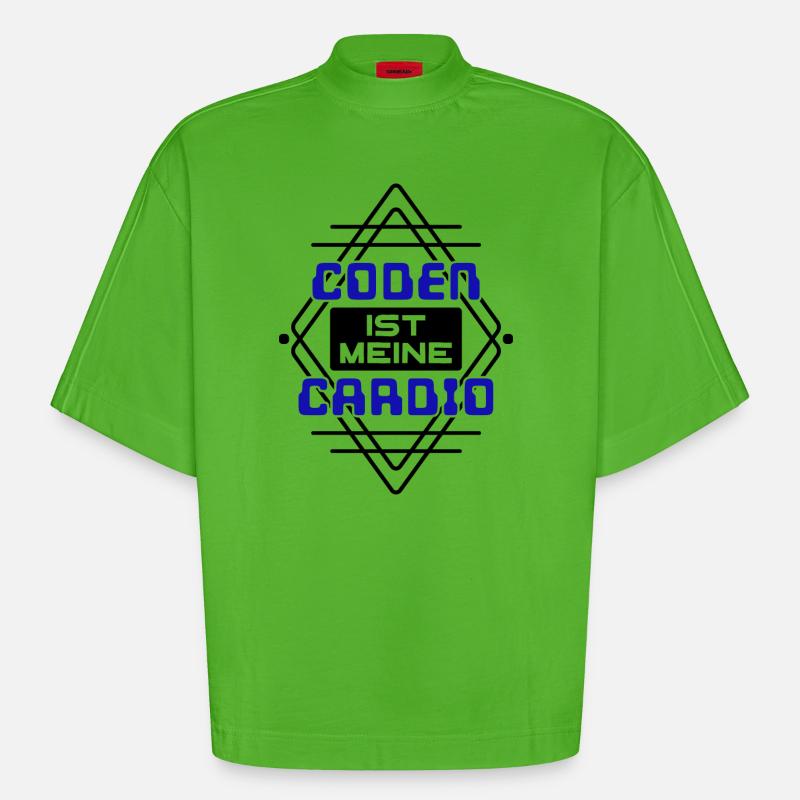 Softwareentwickler Developer Cooler Spruch Coden - Heavyweight Oversized Organic Boxy T-Shirt Made in EU - Apple Neon
