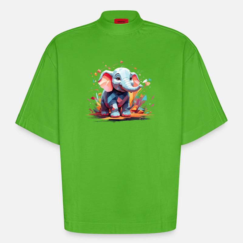 Explosion de couleur d’éléphant - T-shirt bio épais oversize Boxy fabriqué en UE - Apple Neon