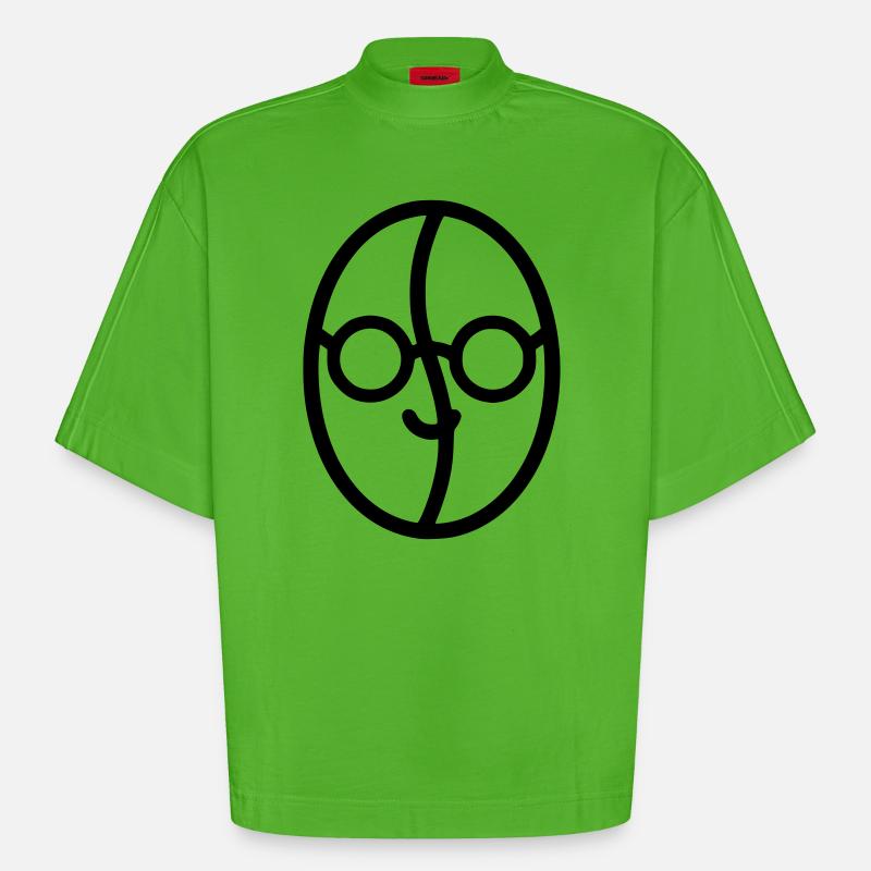 Kaffee-Liebe: Kaffeebohne mit Brille - Heavyweight Oversized Organic Boxy T-Shirt Made in EU - Apple Neon