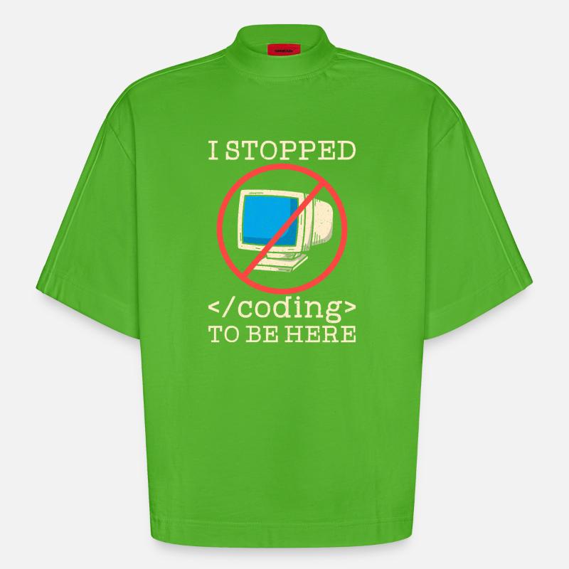 Coding funny saying programmer - Heavyweight Oversized Organic Boxy T-Shirt Made in EU - Apple Neon