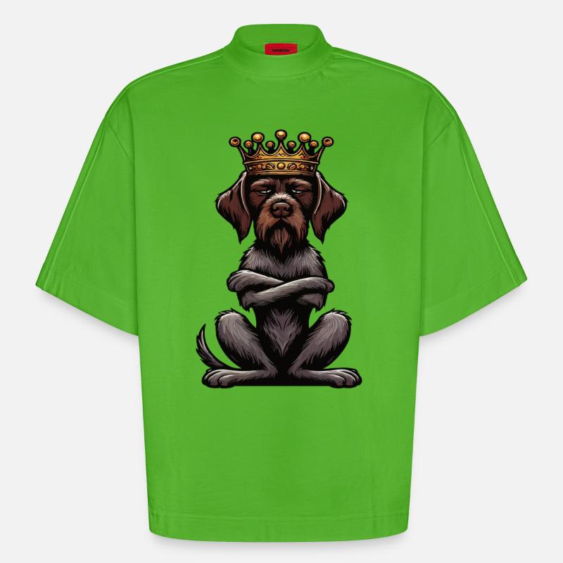 Deutsch Drahthaar Deutsch-Drahthaar Besitzer - Heavyweight Oversized Organic Boxy T-Shirt Made in EU - Apple Neon