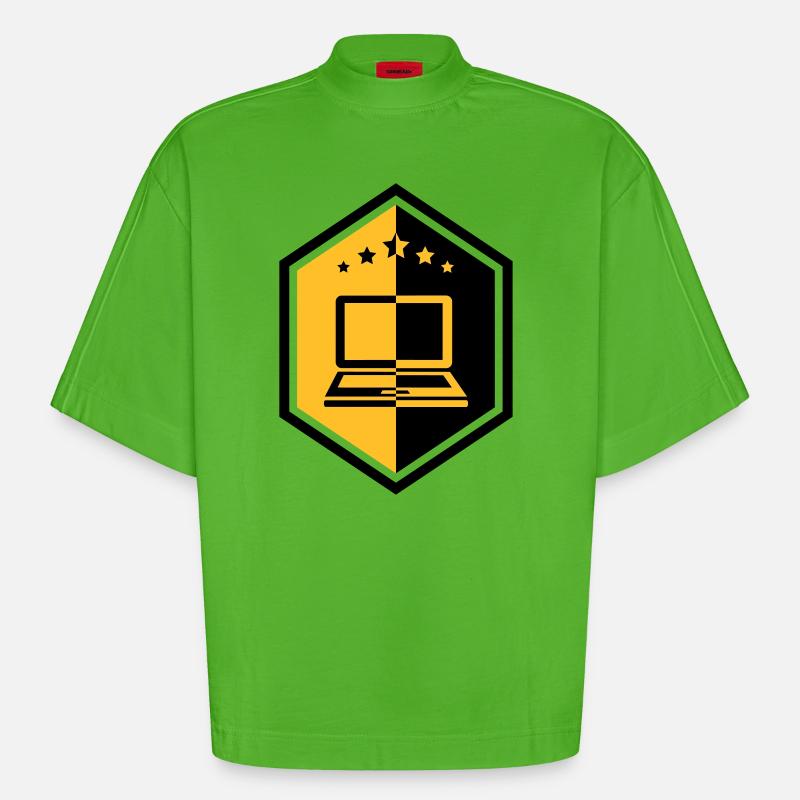 Computing / Informatik / Informatique - T-shirt bio épais oversize Boxy fabriqué en UE - Apple Neon