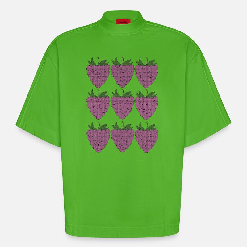 raspberry pattern textile - Heavyweight Oversized Organic Boxy T-Shirt Made in EU - Apple Neon