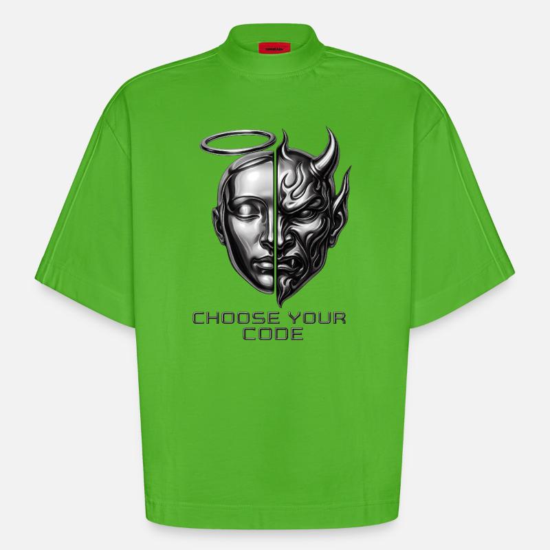 Code des Lichts und der Dunkelheit - Heavyweight Oversized Organic Boxy T-Shirt Made in EU - Apple Neon