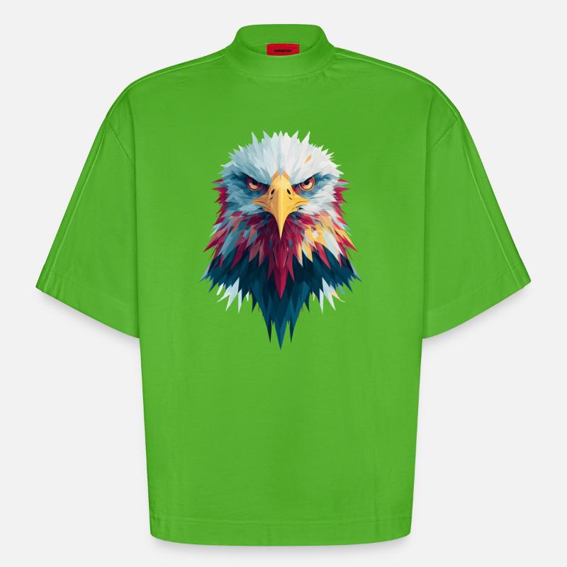 Impressive eagle piercing gaze - Heavyweight Oversized Organic Boxy T-Shirt Made in EU - Apple Neon