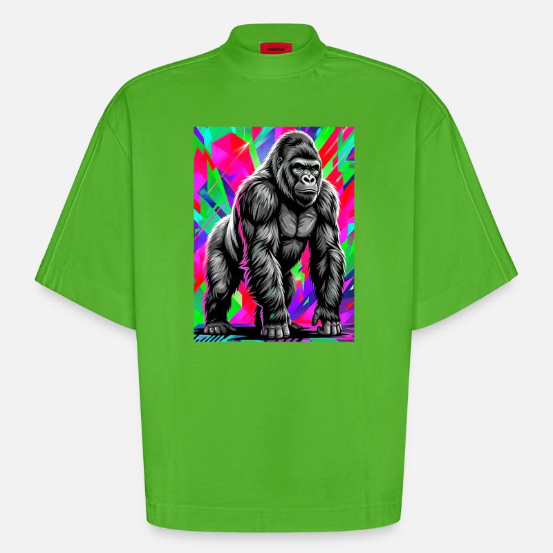 gorille - T-shirt bio épais oversize Boxy fabriqué en UE - Apple Neon