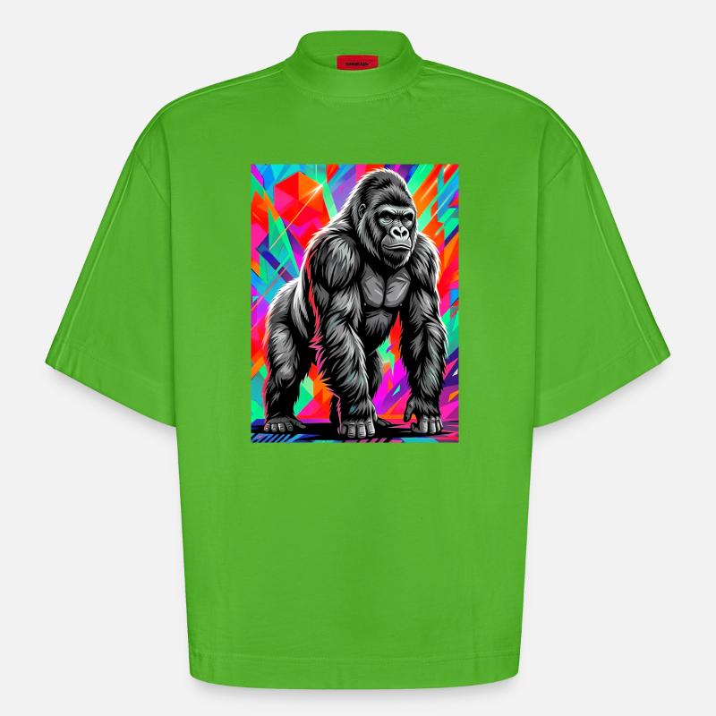 gorille - T-shirt bio épais oversize Boxy fabriqué en UE - Apple Neon