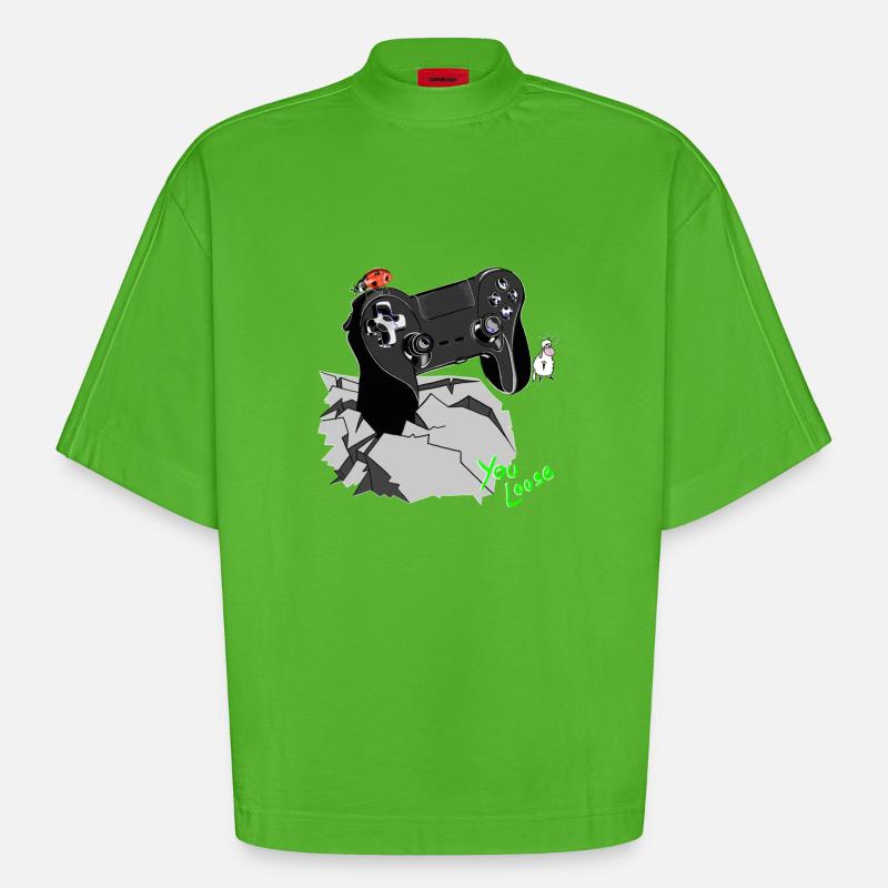 Controller Gamepad Wolly Sheepling - Heavyweight Oversized Organic Boxy T-Shirt Made in EU - Apple Neon