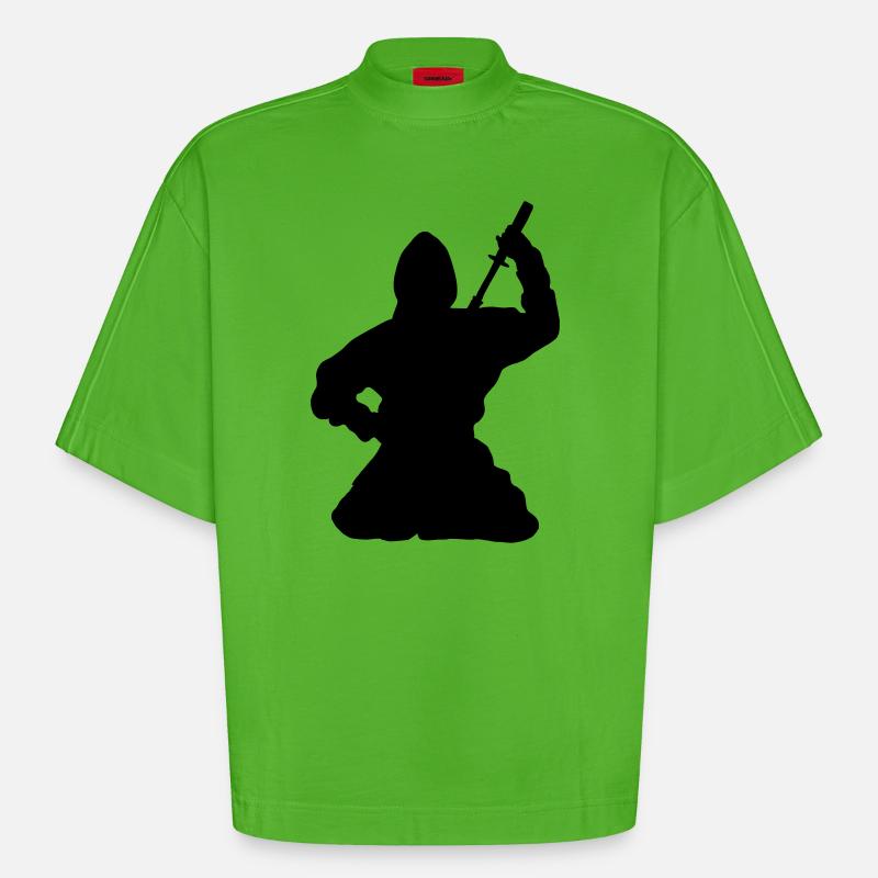 Ninja japanischer Spion oder Attentäter - Heavyweight Oversized Organic Boxy T-Shirt Made in EU - Apple Neon