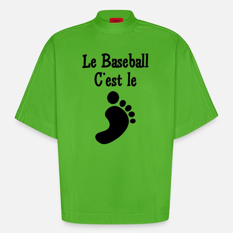 Le Baseball c’est le Pied - T-shirt bio épais oversize Boxy fabriqué en UE - Apple Neon